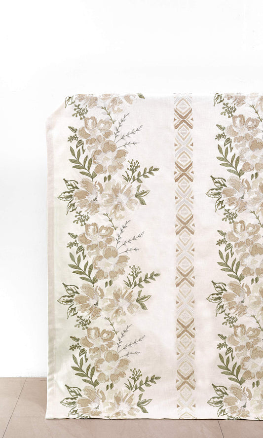 Custom Home Décor Fabric Sample (White/ Beige/ Green)