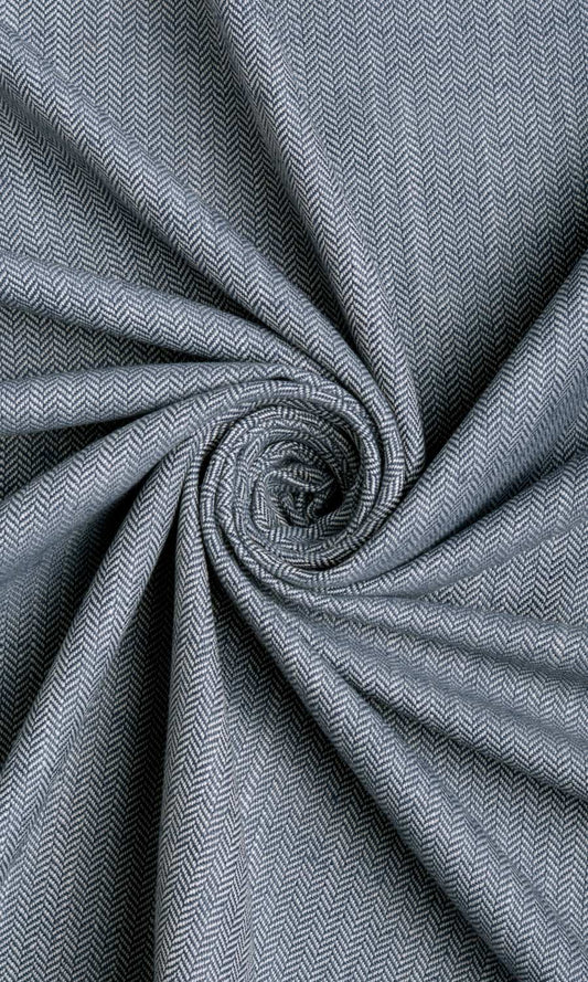 Herringbone Textured Curtains (Denim/ Navy Blue)