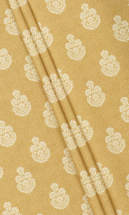 Floral Cotton Curtain Panels (Yellow)