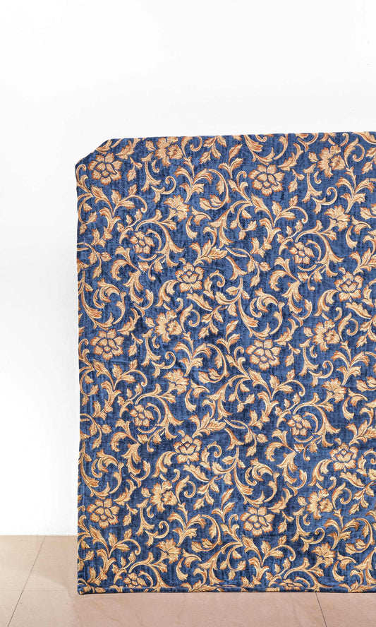 Floral Velvet Drapes (Beige/ Brown/ Blue)