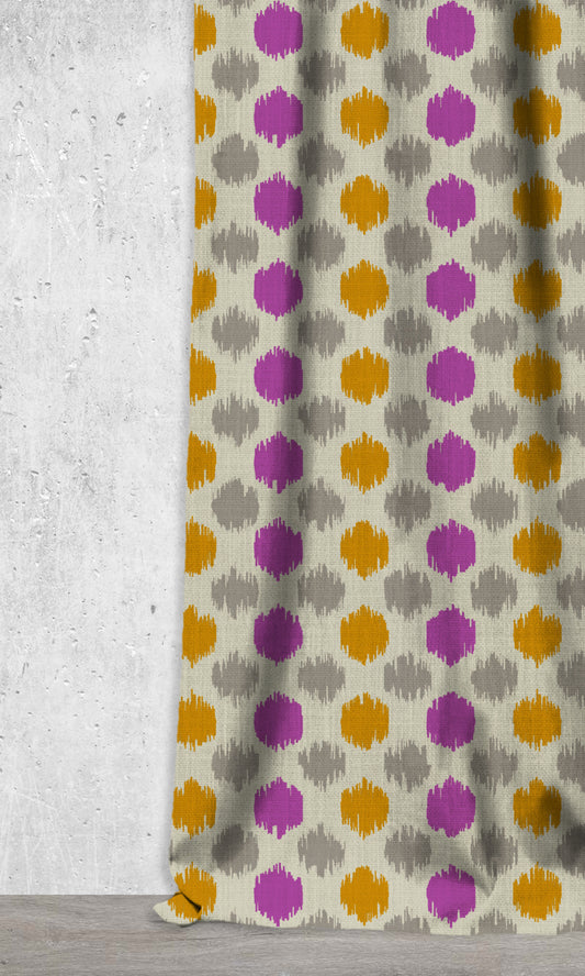 Printed Curtains (Magenta Pink/ Honey Yellow/ Grey)