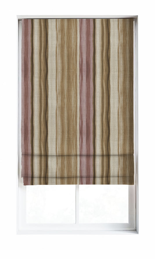 Watercolor Effect Striped Custom Drapes (Pink/ Brown)