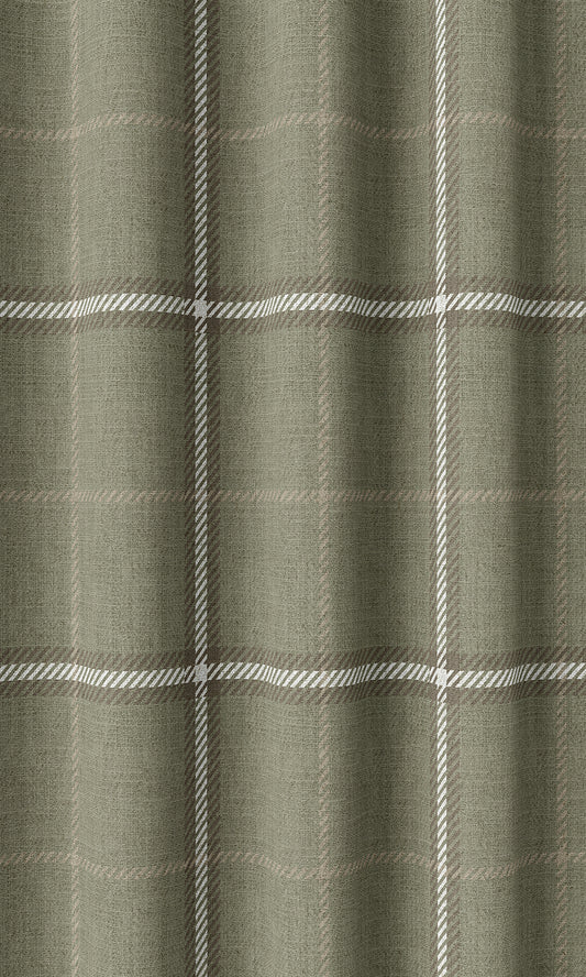 Check Patterned Drapery (Olive Green)