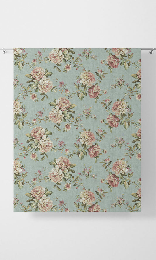 Country Floral Window Curtains (Blue/ Pink)