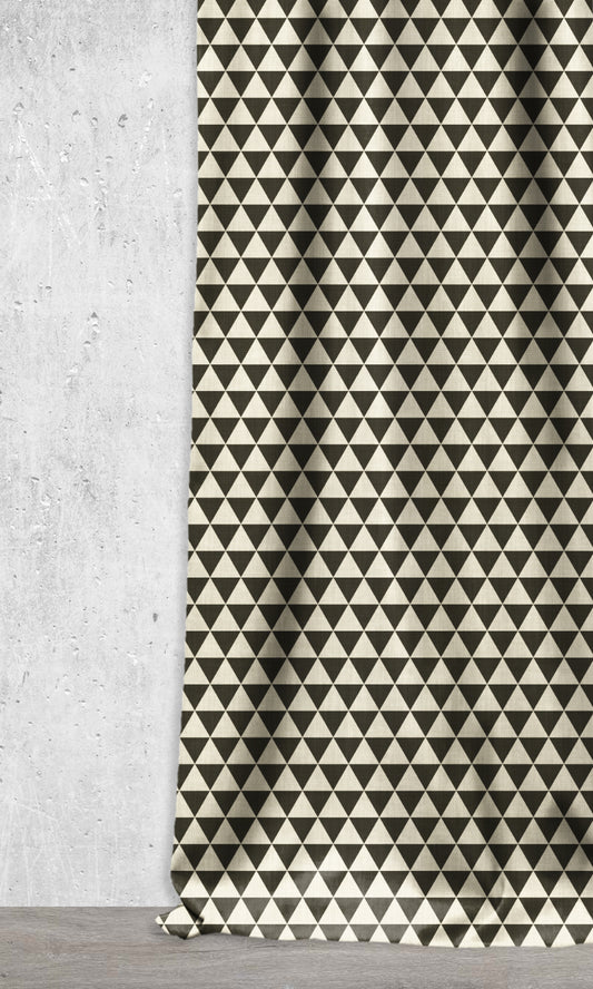 Geometrical Printed Home Décor Fabric Sample (Black/ Ivory)