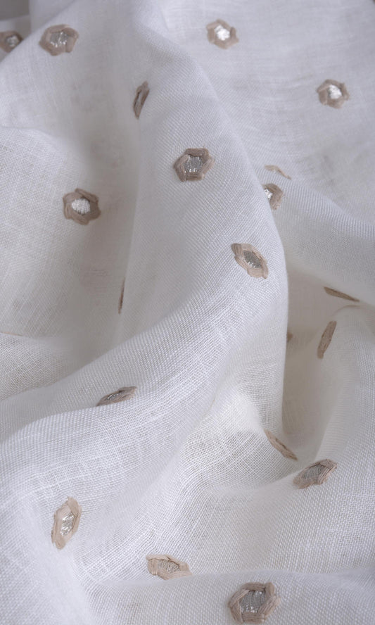 Semi Sheer Embroidered Home Décor Fabric Sample (Cream/ Beige)