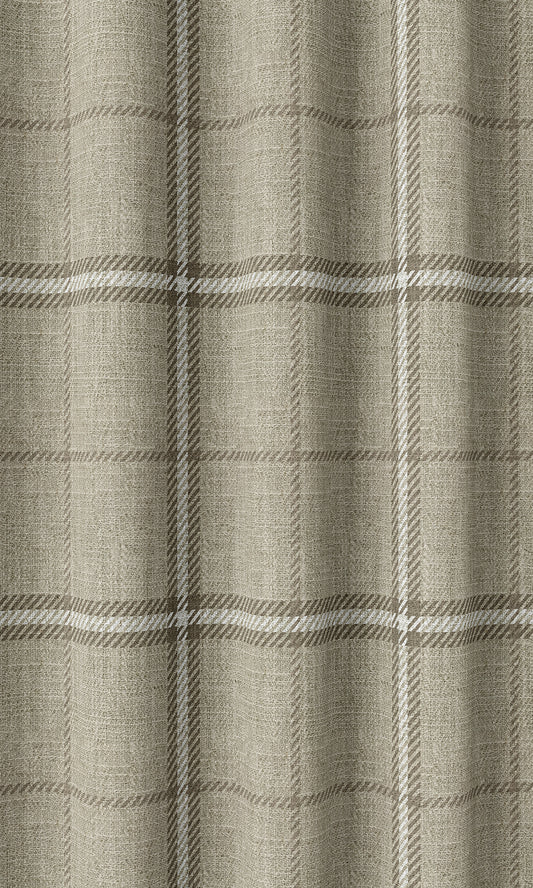 Check Patterned Home Décor Fabric Sample (Grey-Beige/ Brown)