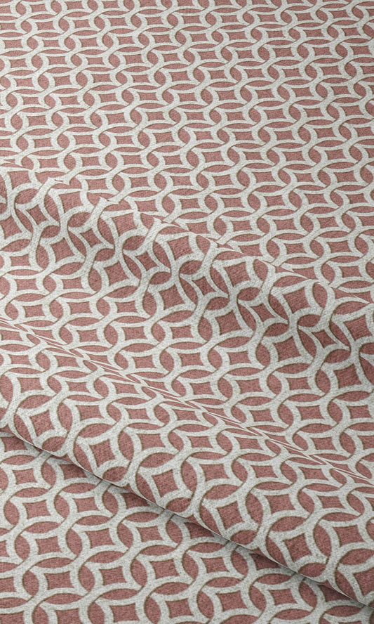 Geometric Print Drapery (Pink/ White)