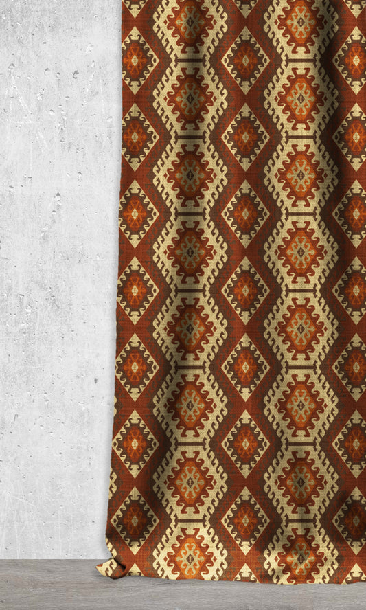 Custom Kilim Curtains (Red/ Orange/ Brown)