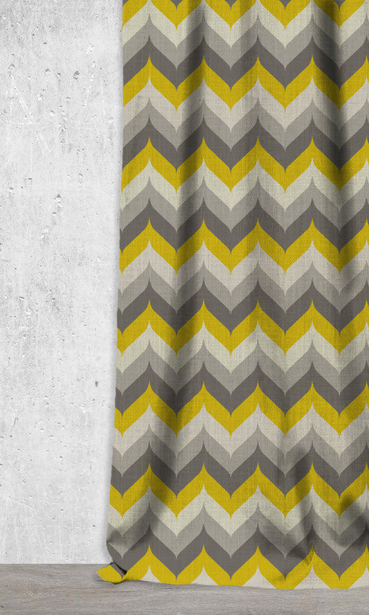 Bespoke Printed Home Décor Fabric Sample (Yellow/ Grey)