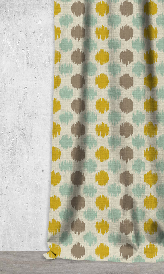 Printed Home Décor Fabric Sample (Yellow/ Blue/ Brown)