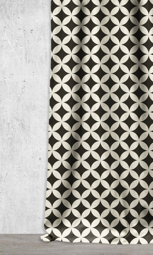 Modern Geo Print Home Décor Fabric Sample (Black/ Ivory)