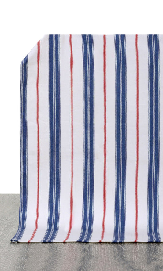 Custom Cotton Window Curtains (Red/ Blue)