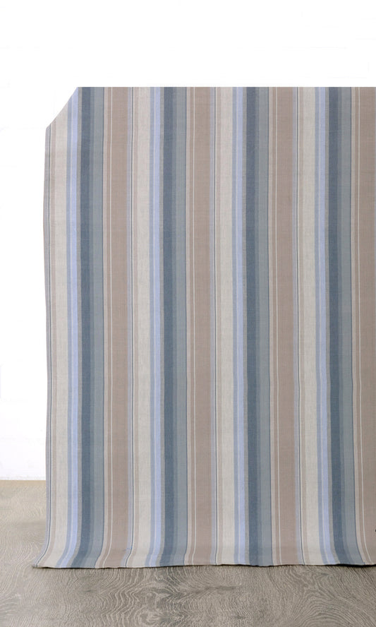 Made to Measure Cotton Drapes (Blue/ Brown)