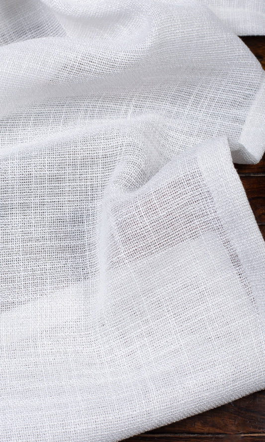 Textured Sheer Home Décor Fabric Sample (Porcelain White)