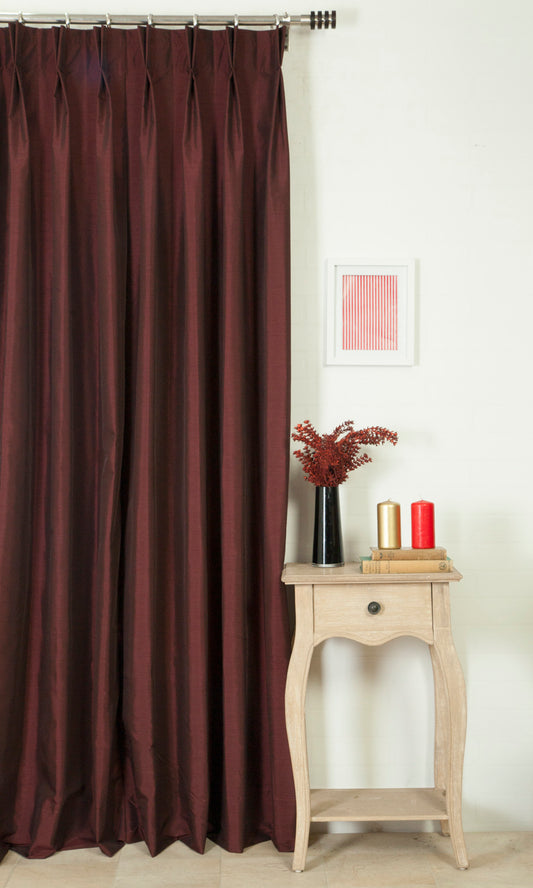 Faux Silk Curtains (Red)