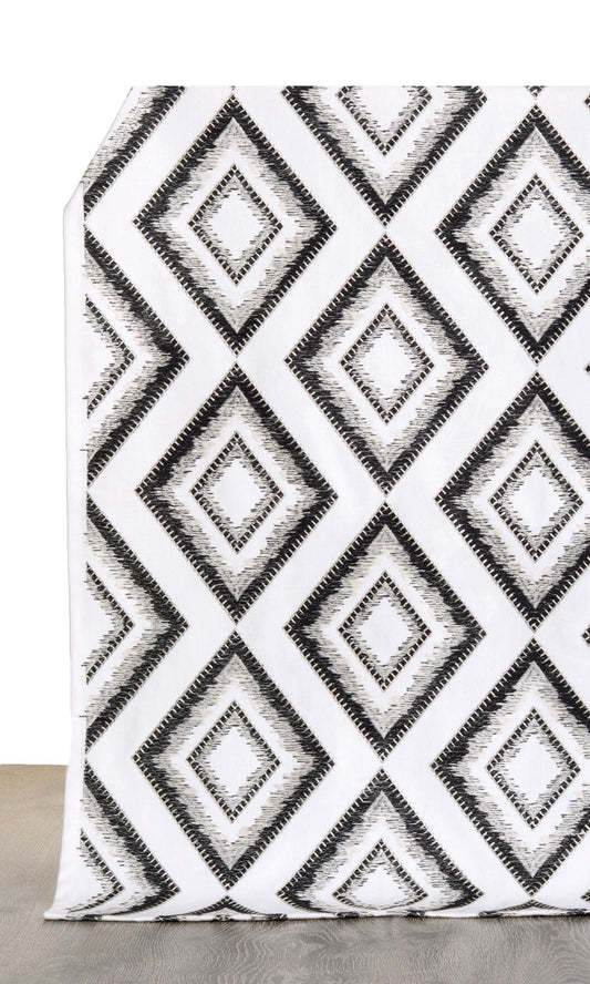 Geometric Patterned Curtains/ Drapes (White/ Black)