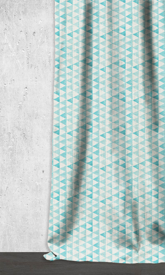 Custom Triagonal Home Décor Fabric By the Metre (Eggshell White/ Blue)