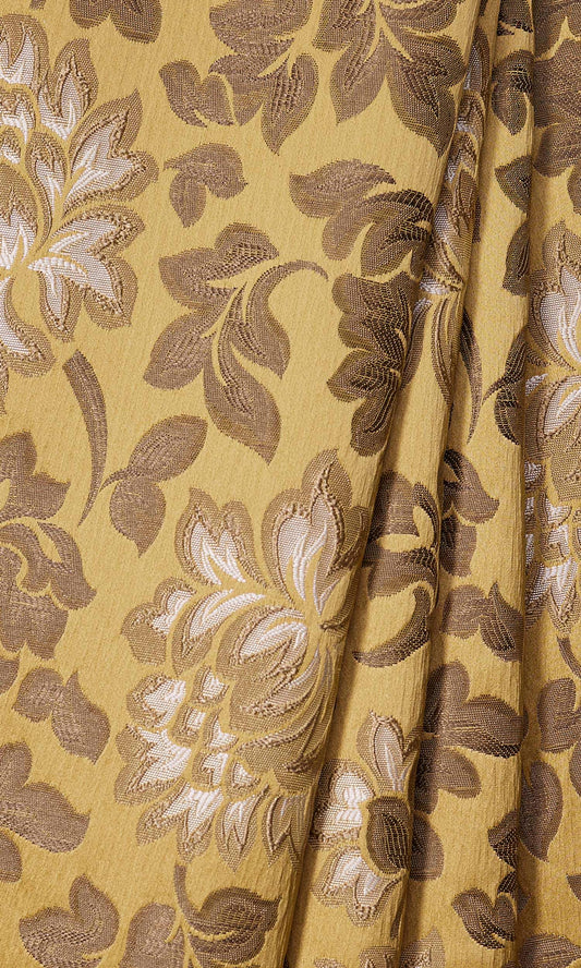 Floral Window Curtain Panels/ Drapes (Mustard)