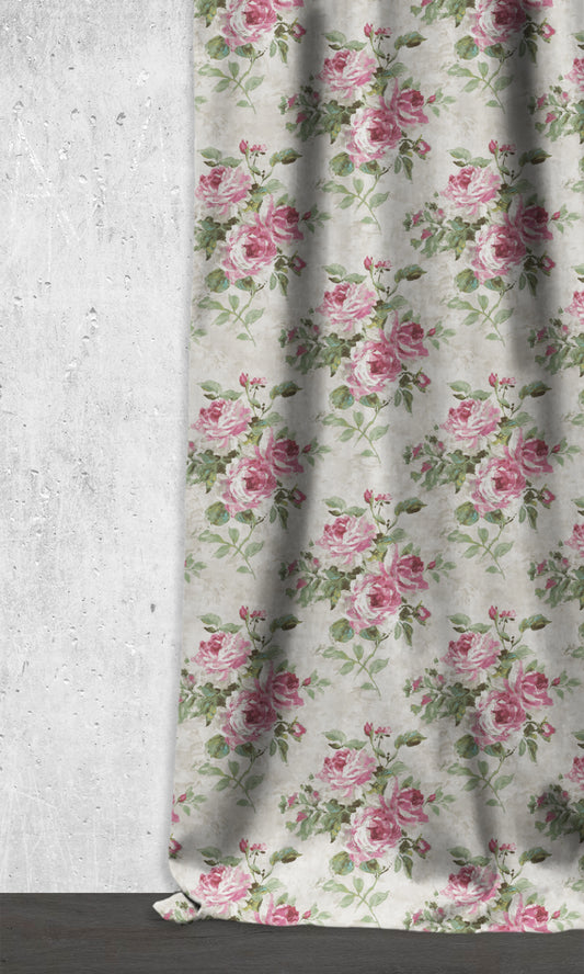 Floral Dimout Curtains (Pink/ White/ Green)