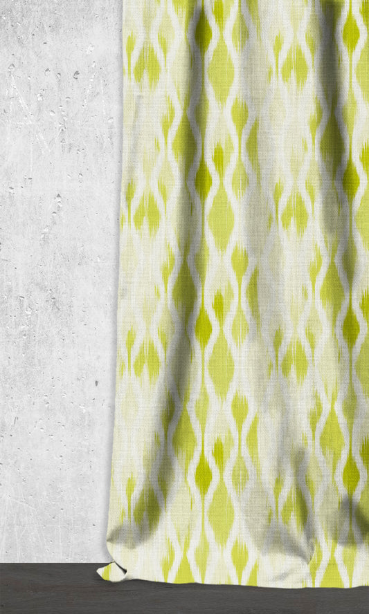 Ikat-Style Drapes (Eggshell White/ Pear Green)