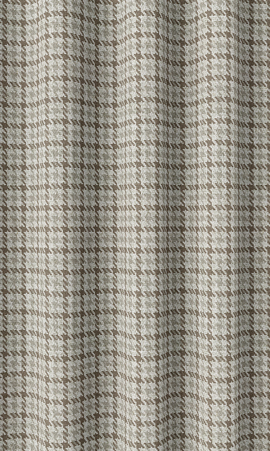 Houndstooth Patterned Home Décor Fabric Sample (White/ Gray/ Brown)