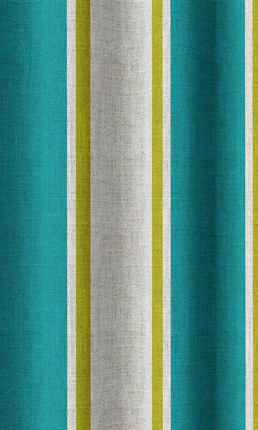 Custom Striped Print Drapes (Pacific Blue)