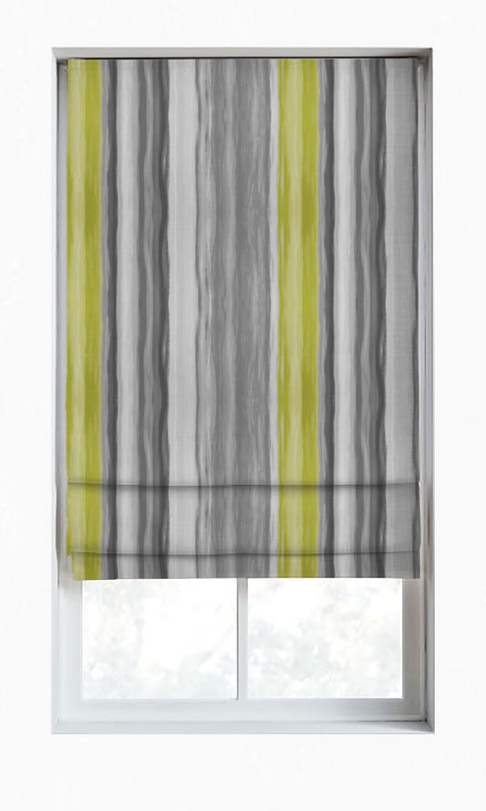 Dimout Striped Home Décor Fabric Sample (Pear Green/ Grey)