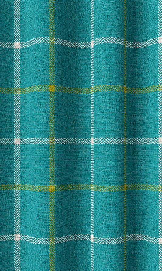 Modern Check Print Drapery (Tiffany Blue)