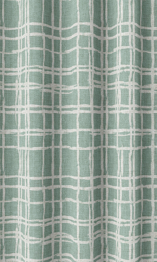 Abstract Print Drapery (Duck Egg Blue/ White)