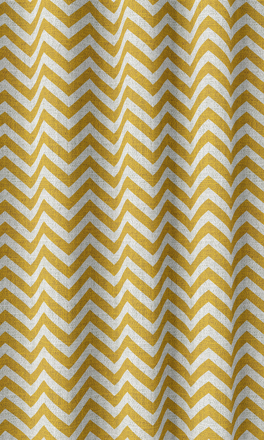 Chevron Print Home Décor Fabric By the Metre (Deep Yellow/ White)