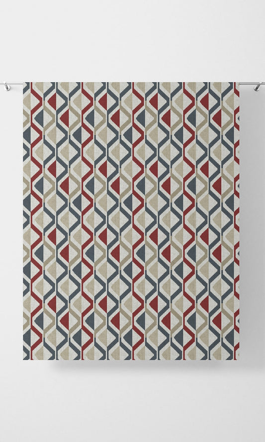 Zig-Zag Striped Home Décor Fabric By the Metre (Red/ Blue/ Beige)