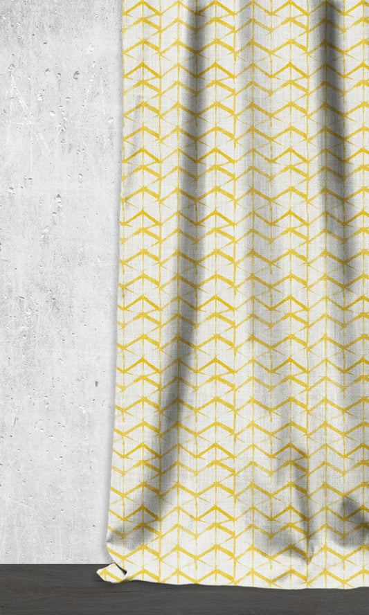 Made-to-Order Geo Curtains (Eggshell White/ Yellow)