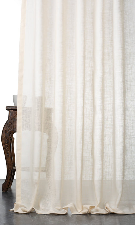 Plain Sheer Window Curtains (Ivory/ Pale Beige)