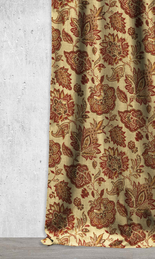 Kilim-Style Drapery/ Curtains (Red/ Brown)