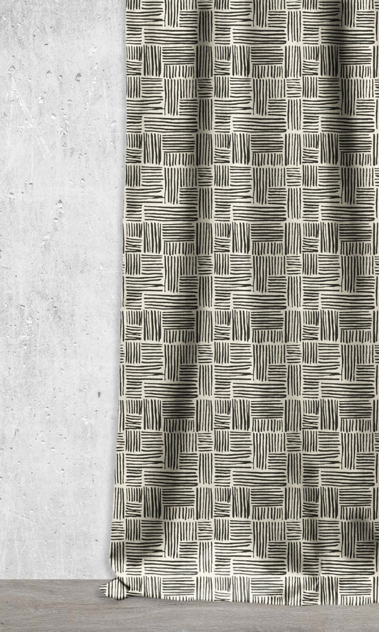 Modern Print Custom Home Décor Fabric Sample (Black/ Ivory)