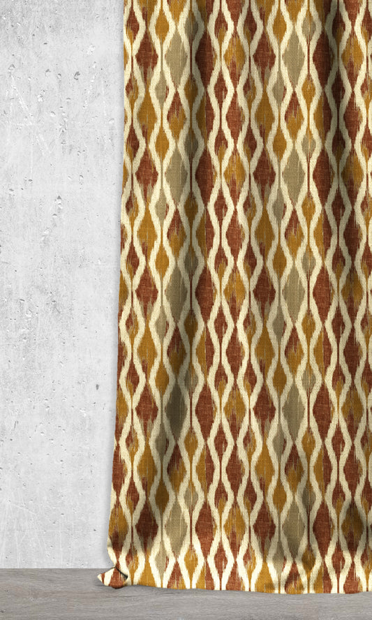 Ogee Patterned Ikat Home Décor Fabric Sample (Gold/ Orange)