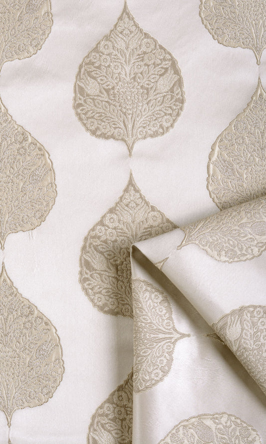 Ogee Patterned Custom Home Décor Fabric Sample (Ivory/ Beige)