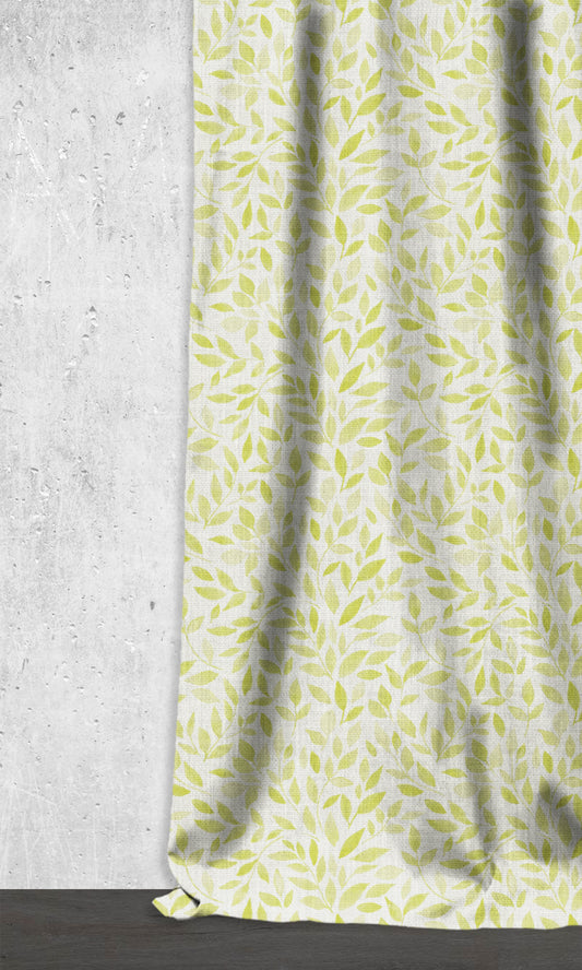 Botanical Print Drapes (White/ Green)