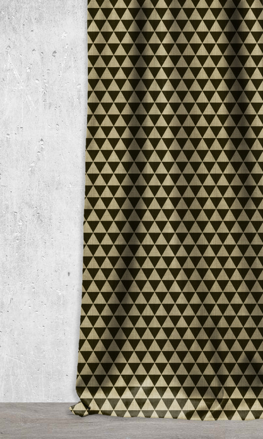 Geometrical Pattern Home Décor Fabric Sample (Black/ Khaki Brown)