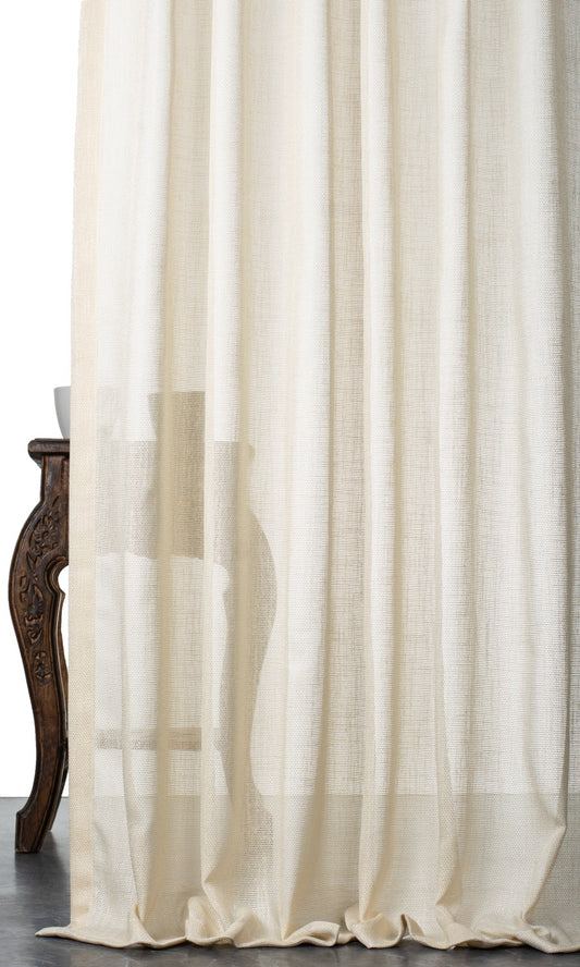 Plain Sheer Curtain Panels (Pale Beige / Warm Ivory)