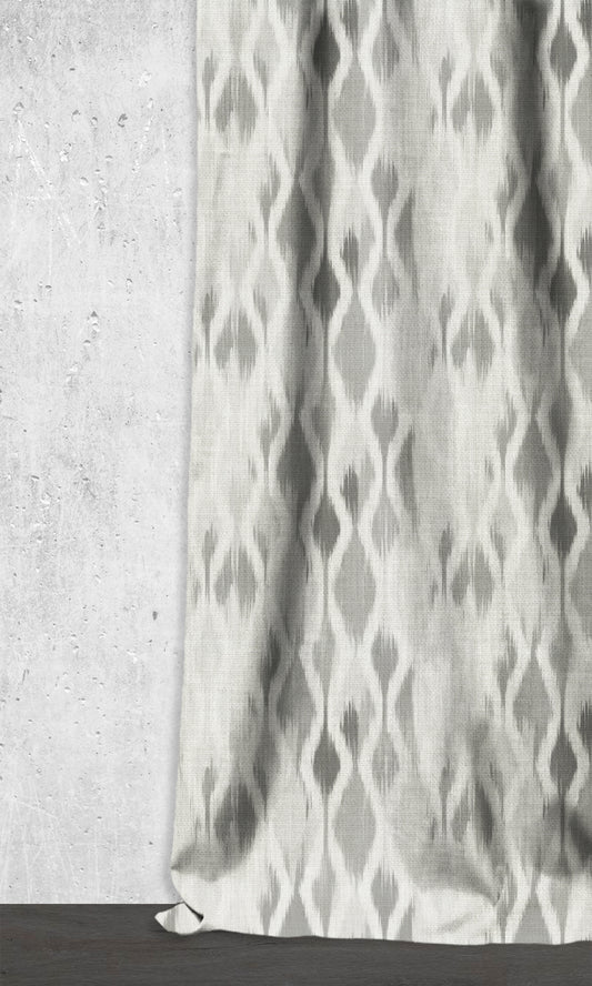 Ikat-Style Curtains (Eggshell White/ Pewter Grey)