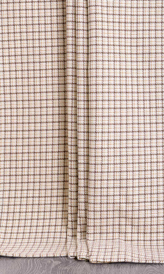 Basketweave Patterned Home Décor Fabric By the Metre (Brown/ Mocha/ Cream)