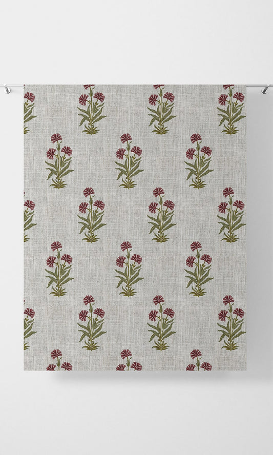 Floral Print Drapes (White/ Green/ Red)