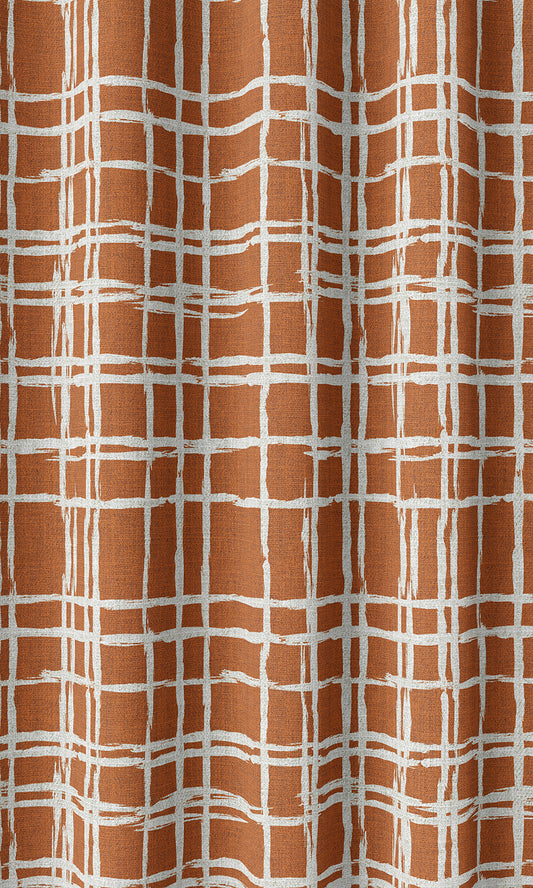 Abstract Patterned Window Drapes (Orange/ White)