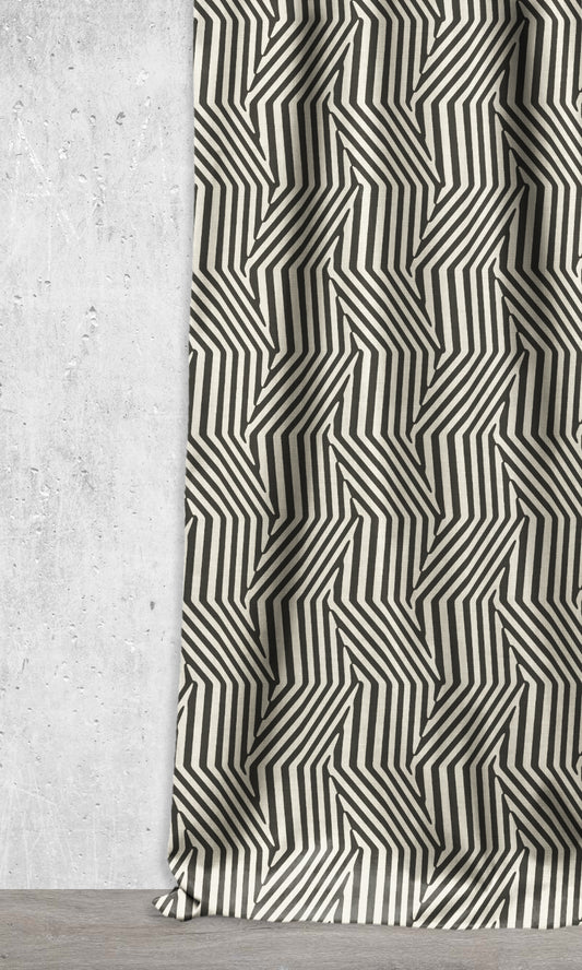 Geo Print Home Décor Fabric By the Metre (Black/ Ivory)