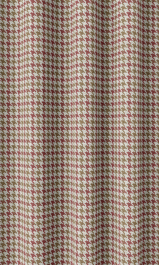 Houndstooth Patterned Drapes (Red & Brown)