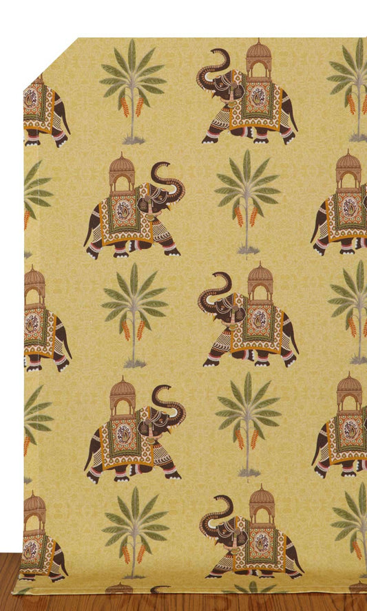 Cotton Printed Drapery (Mustard Yellow)