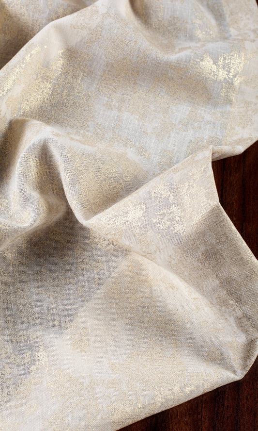 Metallic Print Semi-Sheer Drapes (Cream/ Gold)