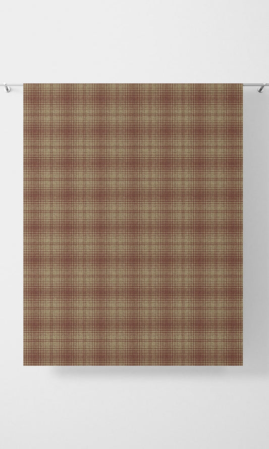 Plaid Patterned Home Décor Fabric Sample (Beige & Red)